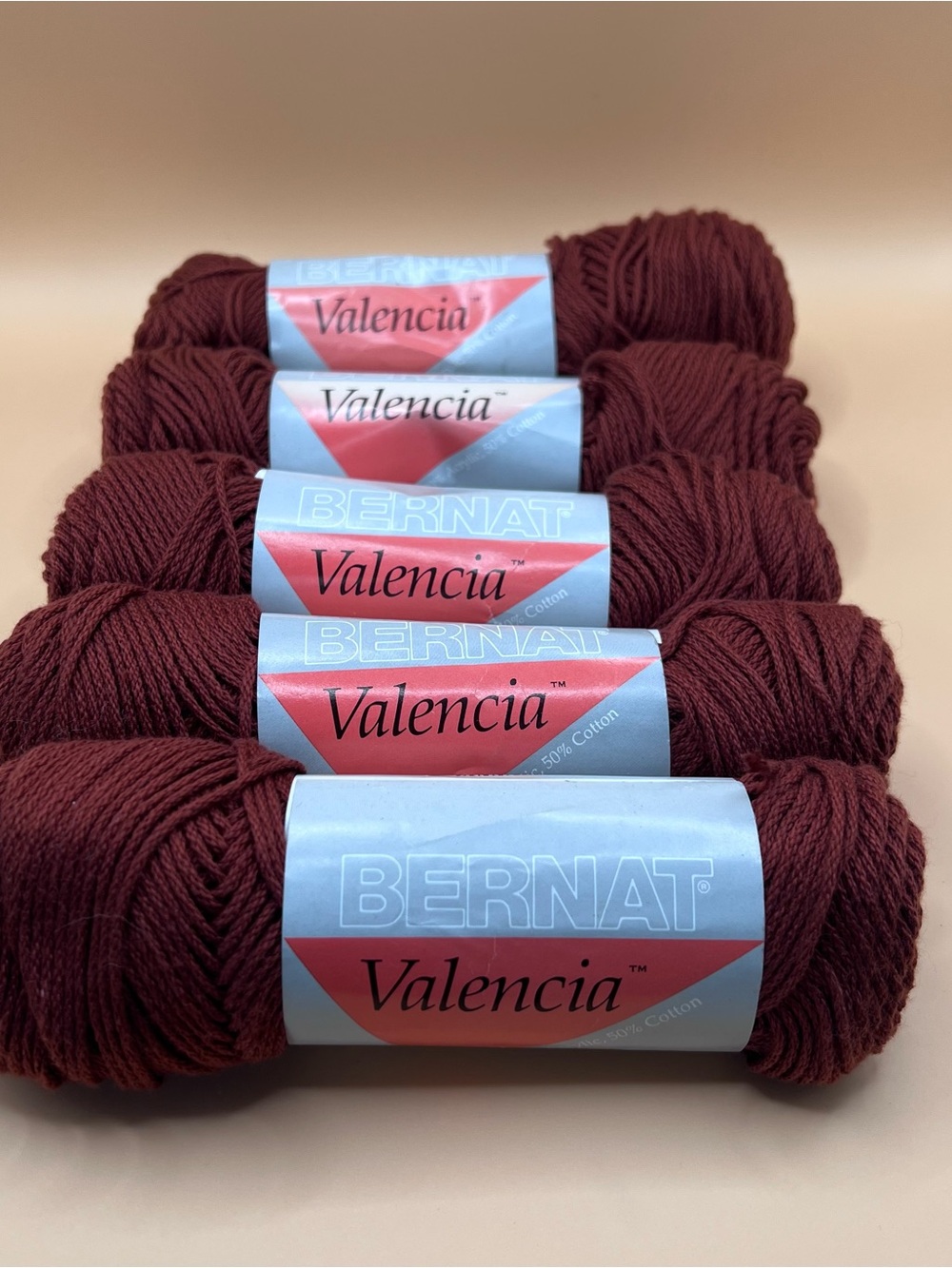 Bernat Valencia Vintage Yarn Lot of 5 Skeins - Cinnamon for crochet & knitting